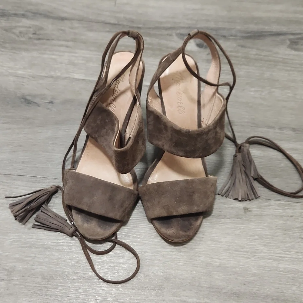 Madewell Octavia Brown Suede Women's Tassel Heels